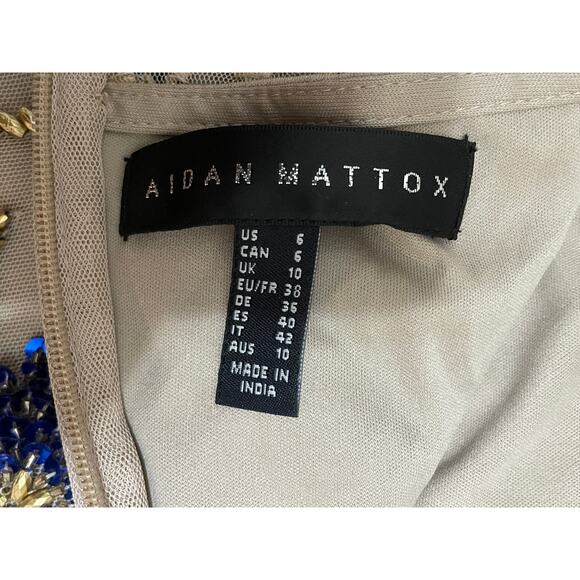 Aidan Mattox Ethereal Embroidered Tulle Longsleeve Floral Beaded Maxi Dress Sz 6 - Picture 3 of 6